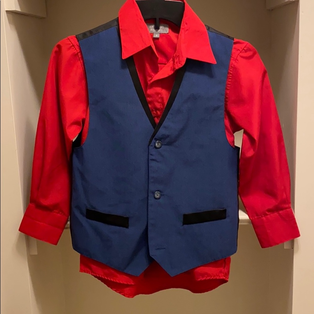Designer young boy’s dress vest and shirt